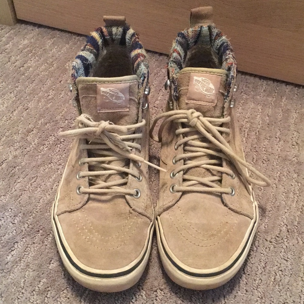 Beige high top vans